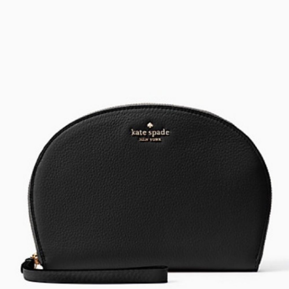 Kate Spade Jackson Leather Half Moon Wristlet in Black